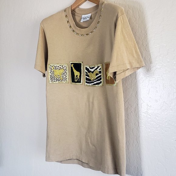 Vintage Tan Animal Print T-shirt - Picture 4 of 6